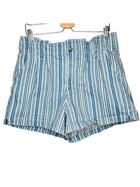 American Eagle Outfitters Womens Mom Shorts Size 14 Blue/White Striped nautical